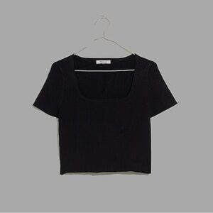 Black Madewell square-neck crop sweater tee (ribbed)